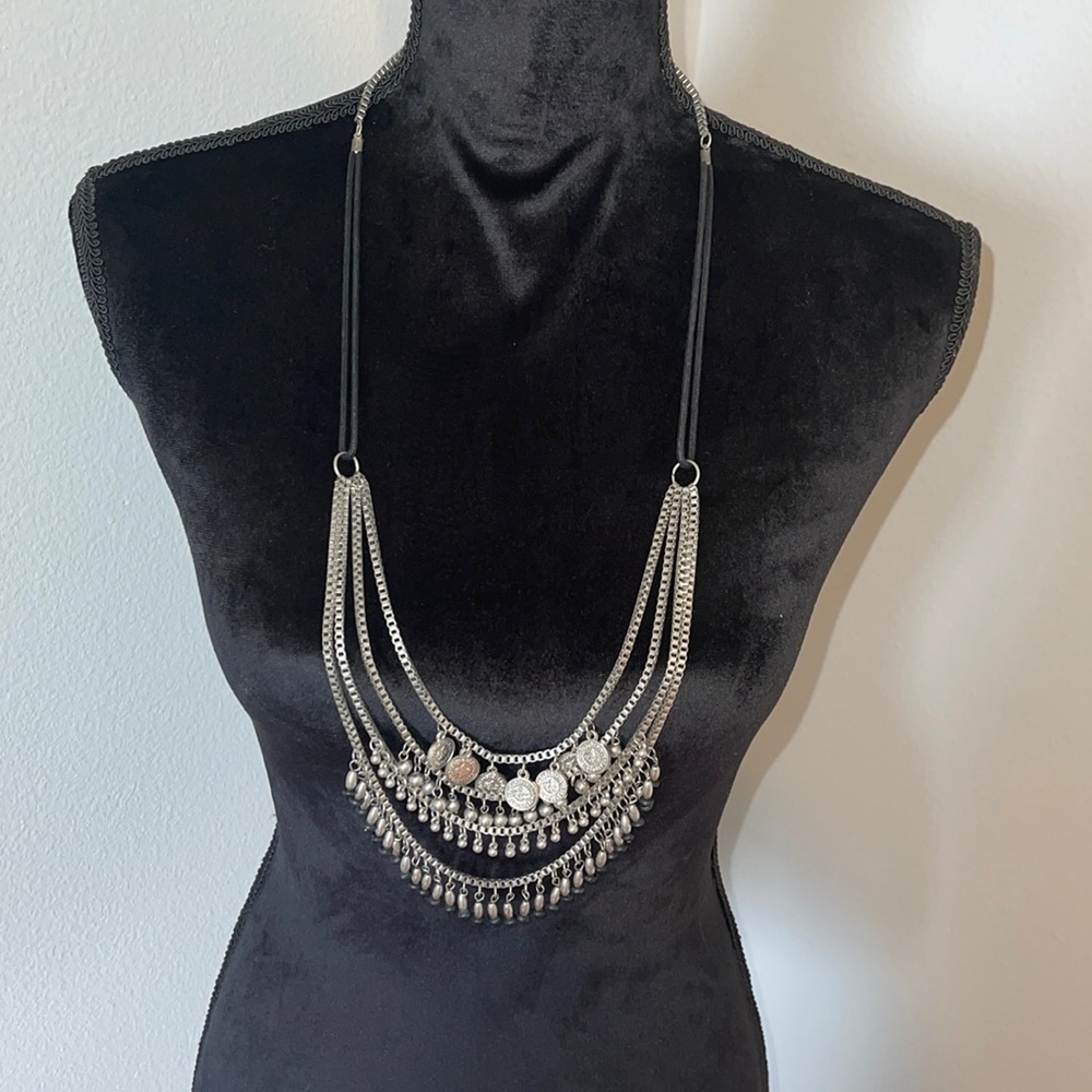 Silver layered necklace